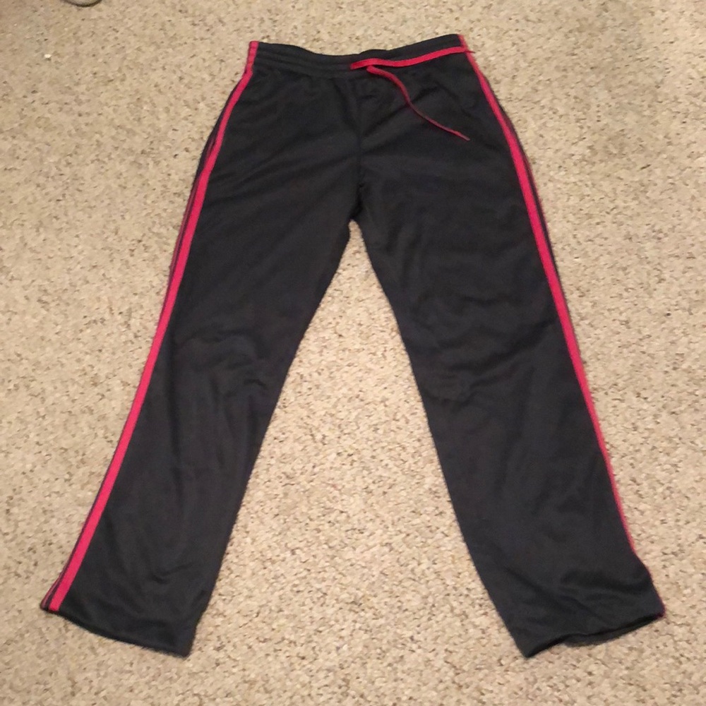 Grey sweats with pink stripes